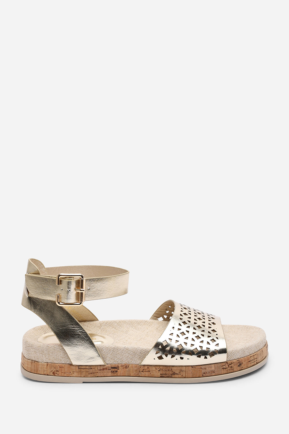 Bask Cutout Design Flatform Gold Metallic Sandal