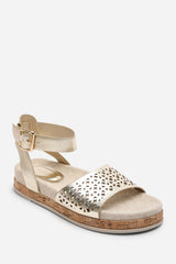 Bask Cutout Design Flatform Gold Metallic Sandal