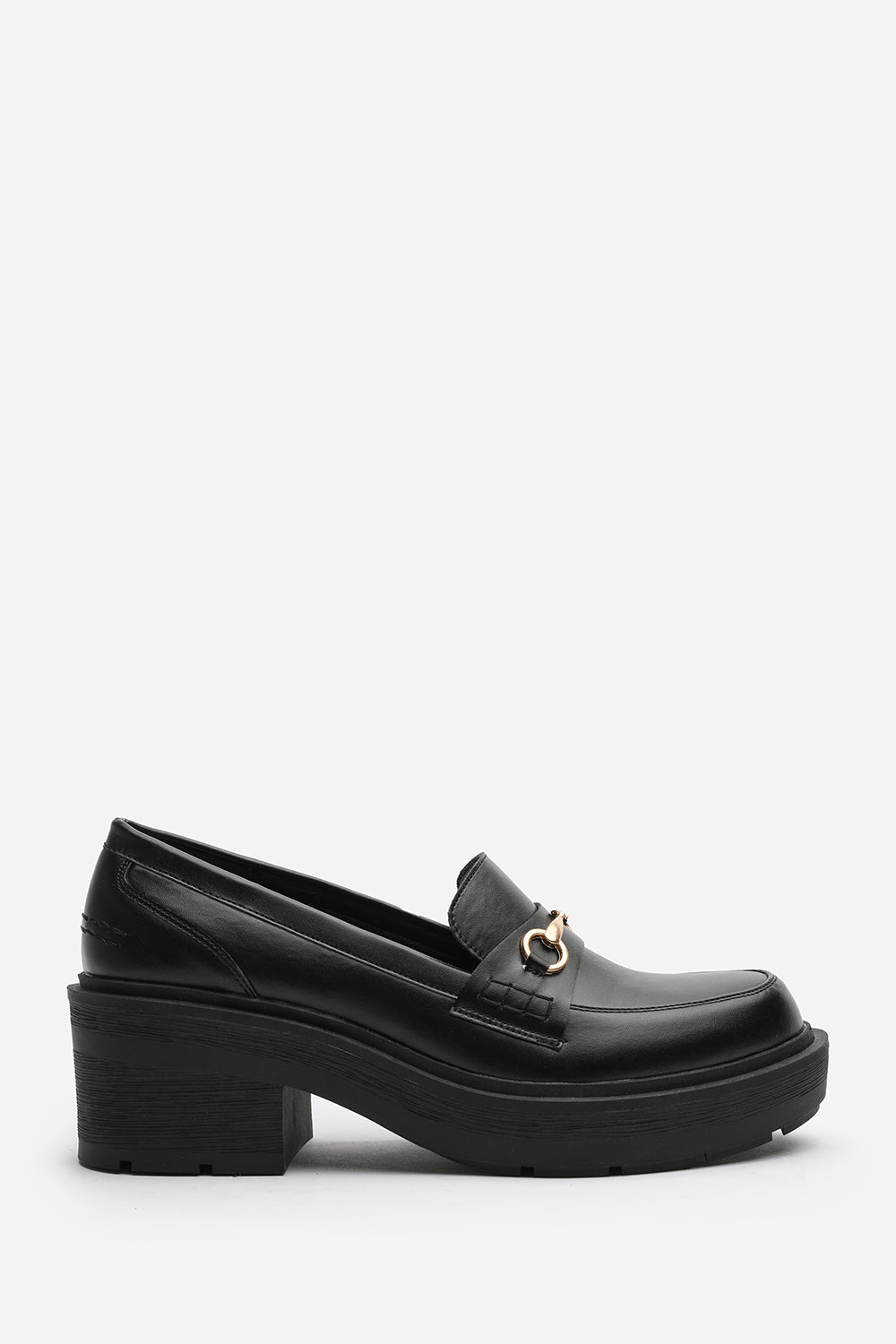 Holly Black Chunky Loafers With Metallic Accent