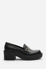 Holly Black Chunky Loafers With Metallic Accent