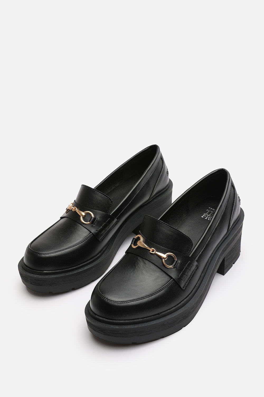 Holly Black Chunky Loafers With Metallic Accent