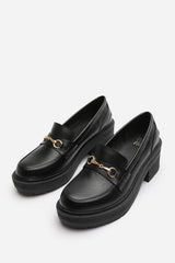 Holly Black Chunky Loafers With Metallic Accent