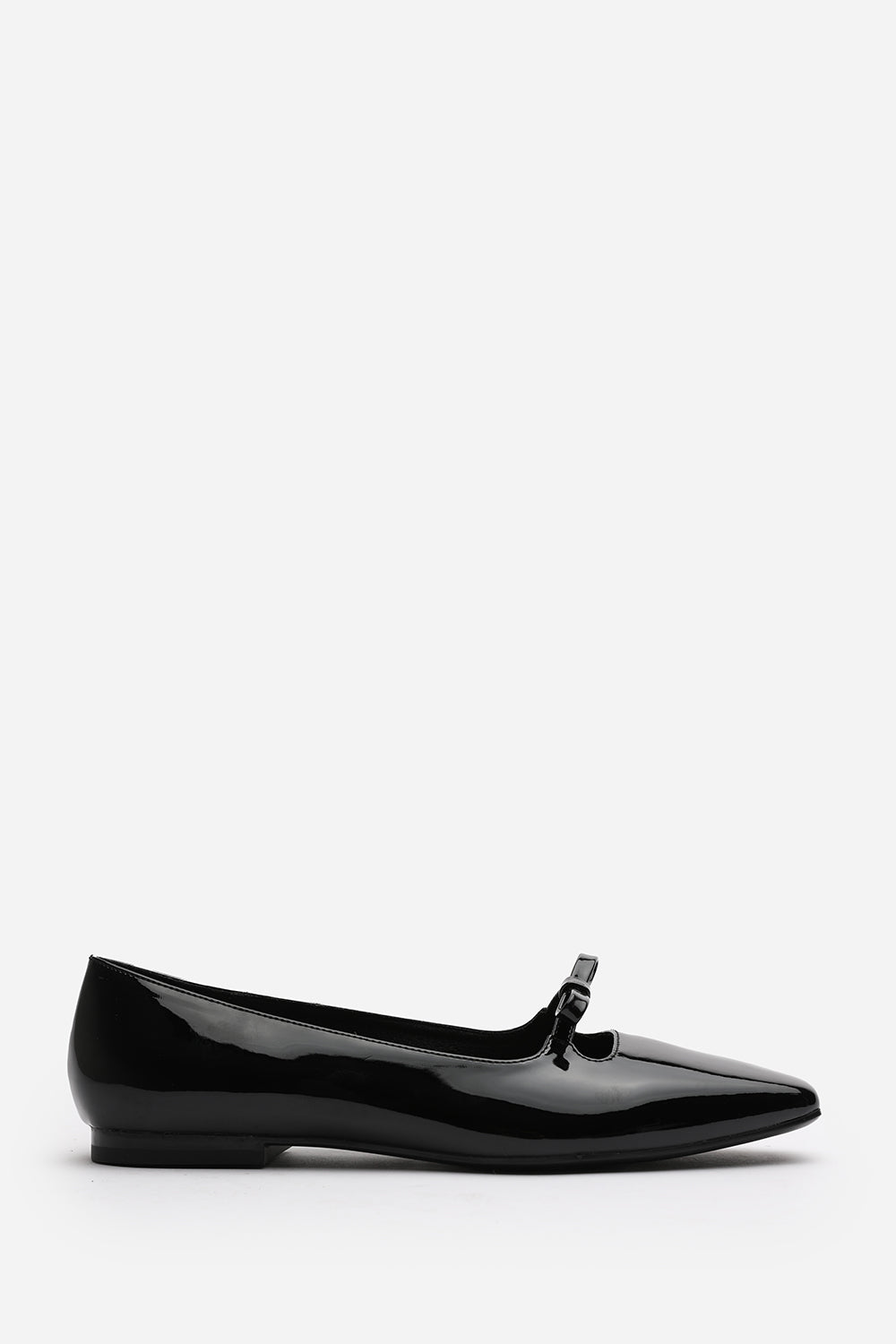 Hope Square Toe Ballet Flats With Knot Bow In Black Patent Finish