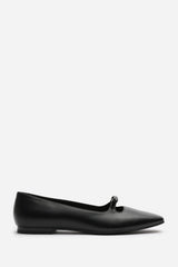 Hope Square Toe Ballet Flats With Knot Bow In Black Faux Leather