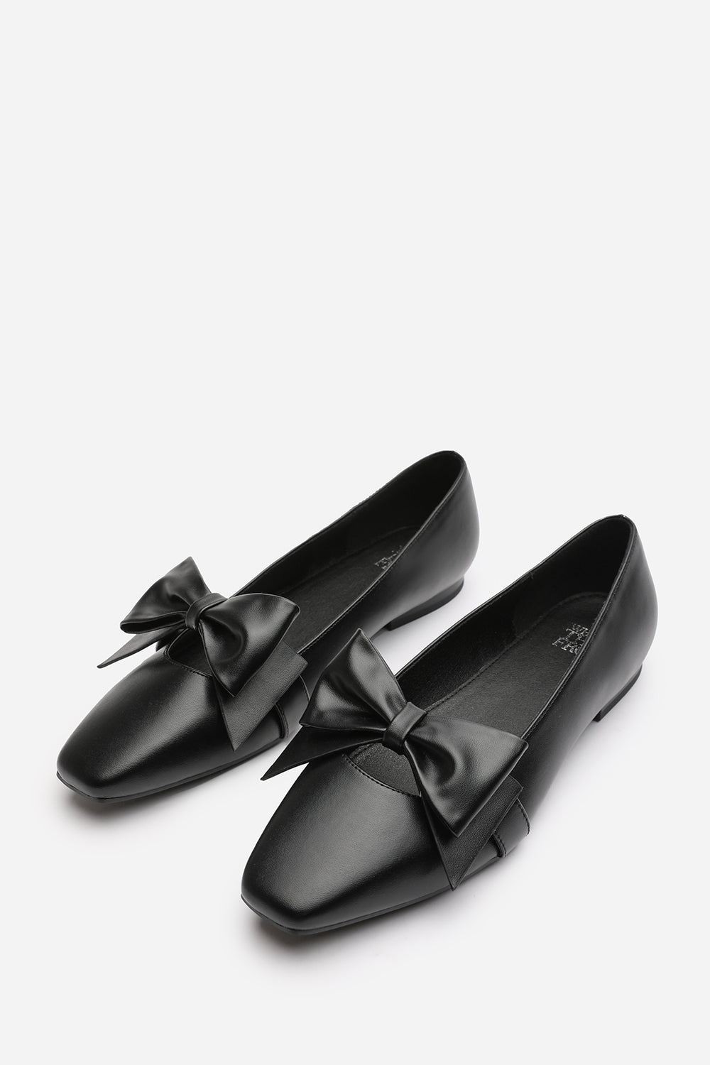 Jessa Girl's School Classic Bow Ballerina Shoes In Black Faux Leather