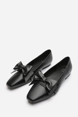 Jessa Wide Fit Girl's School Classic Bow Ballerina Shoes In Black Faux Leather