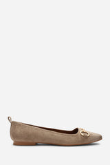 Lauren' Suede Ballet Flats With Front Buckle Detail