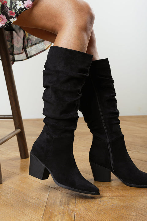 Drelia Ruched Western Knee High Boot