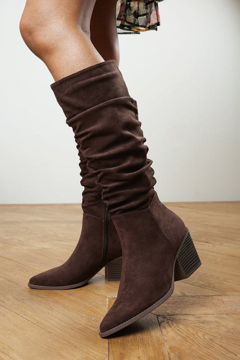 Drelia Ruched Western Knee High Boot