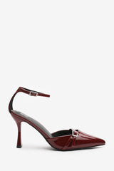 Jordan Strappy Pointed Toe High Heels in Deep Cherry Patent