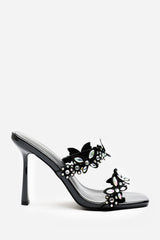 Dazira Cut Out Flower Trim Detail Heeled Mules