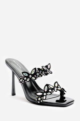 Dazira Cut Out Flower Trim Detail Heeled Mules