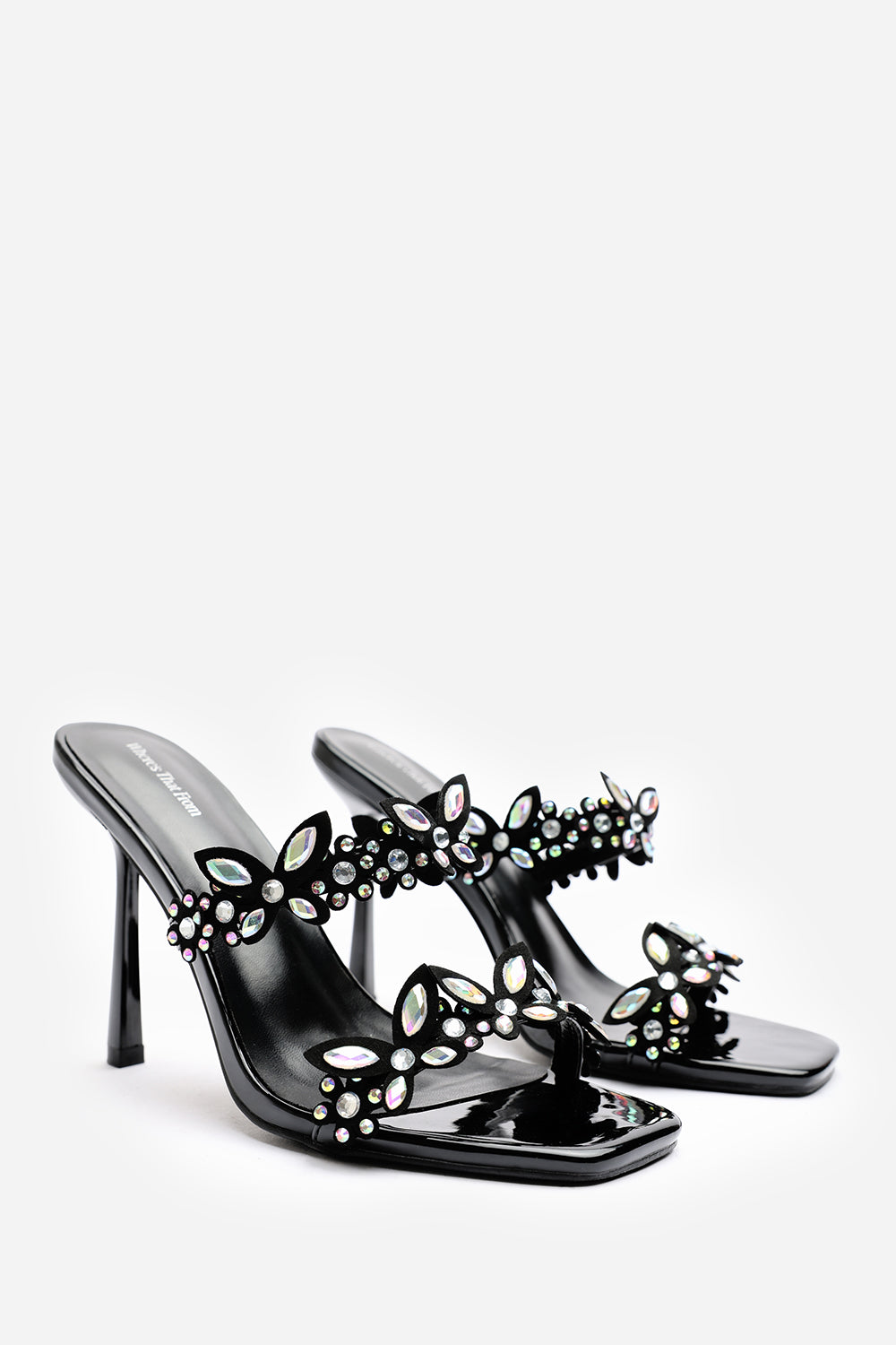 Dazira Cut Out Flower Trim Detail Heeled Mules