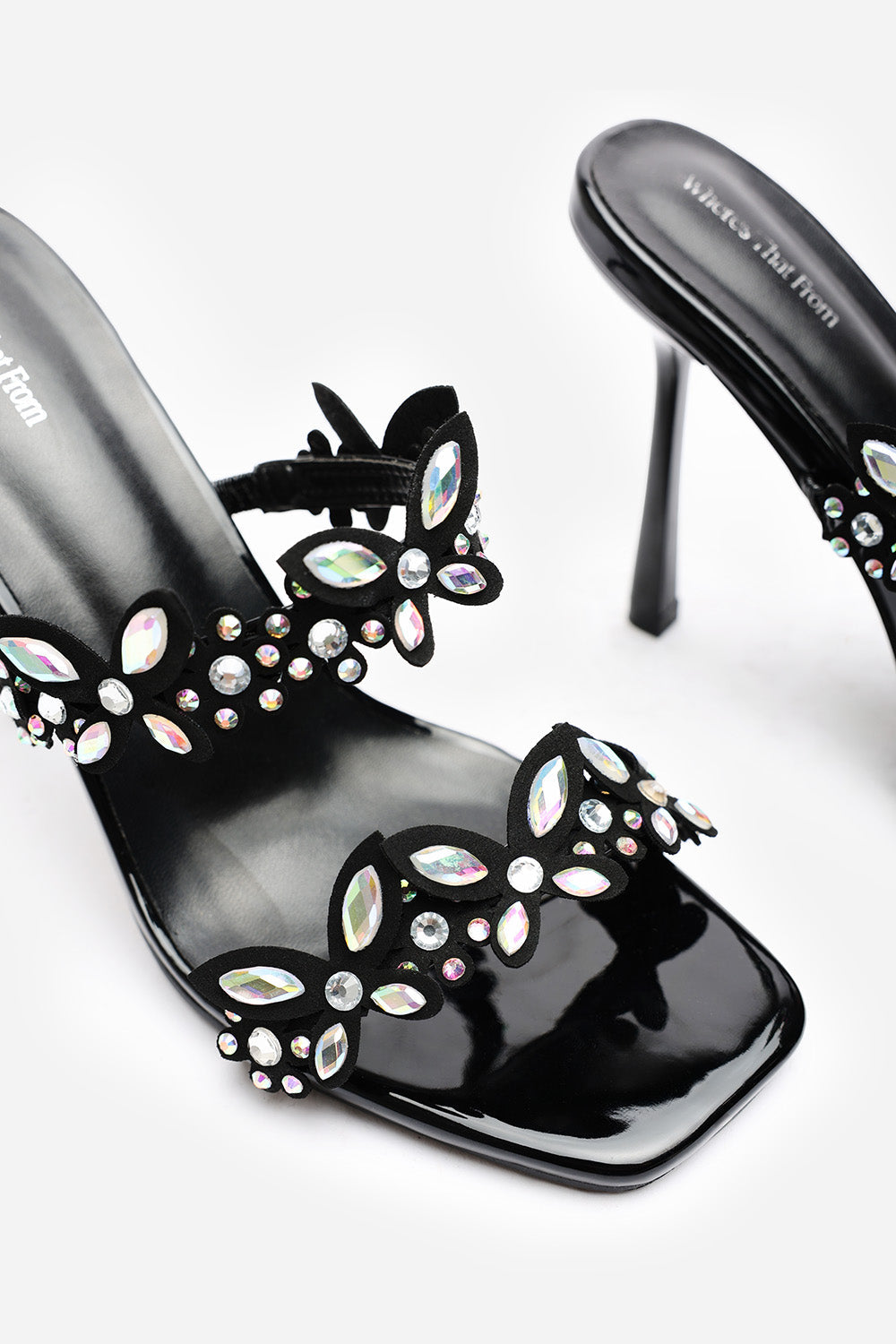 Dazira Cut Out Flower Trim Detail Heeled Mules