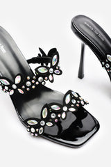 Dazira Cut Out Flower Trim Detail Heeled Mules