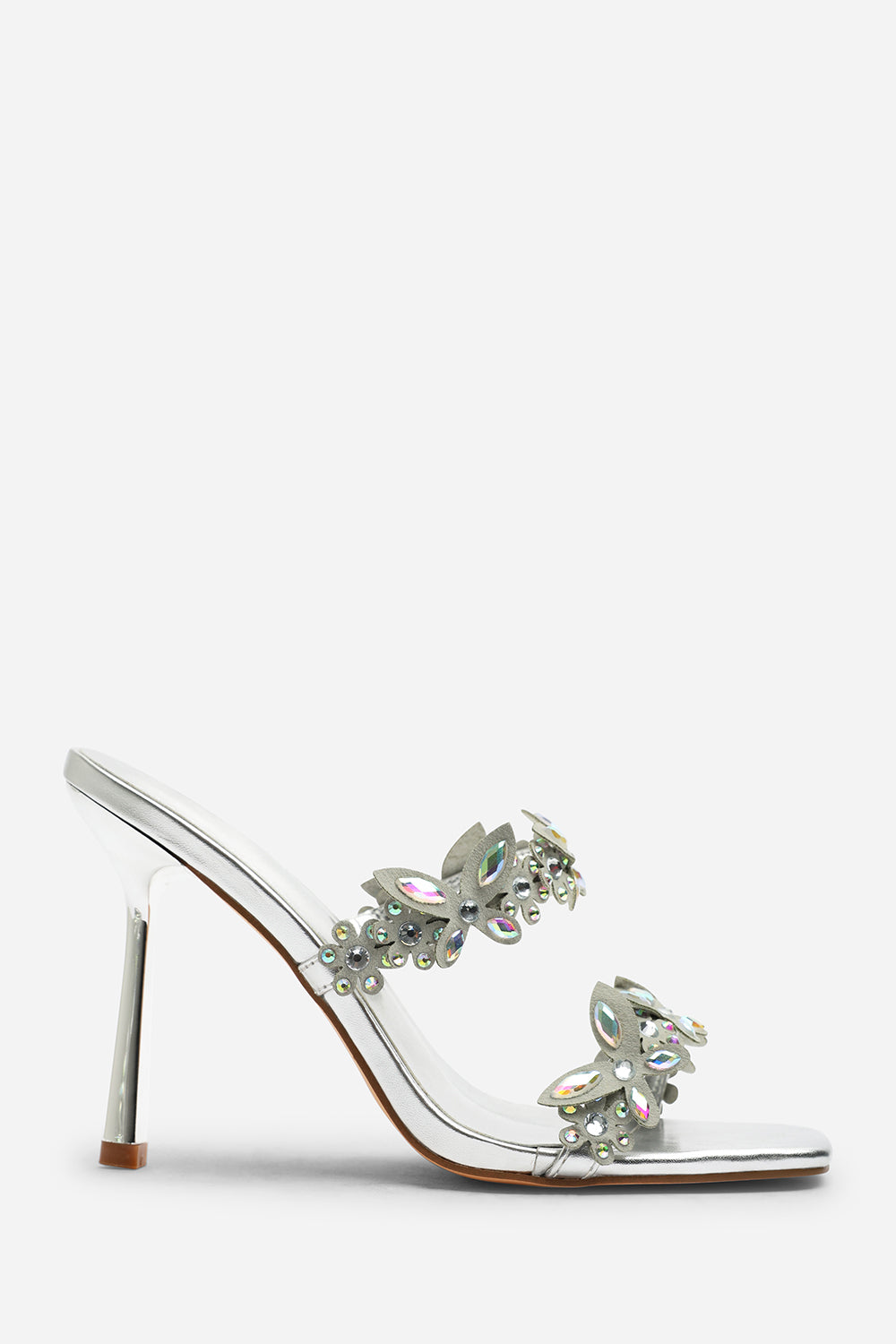 Dazira Cut Out Flower Trim Detail Heeled Mules