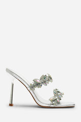 Dazira Cut Out Flower Trim Detail Heeled Mules