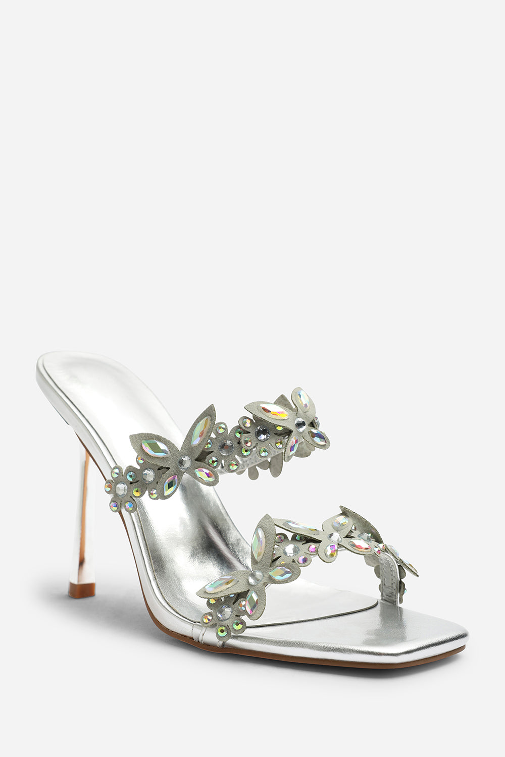 Dazira Cut Out Flower Trim Detail Heeled Mules