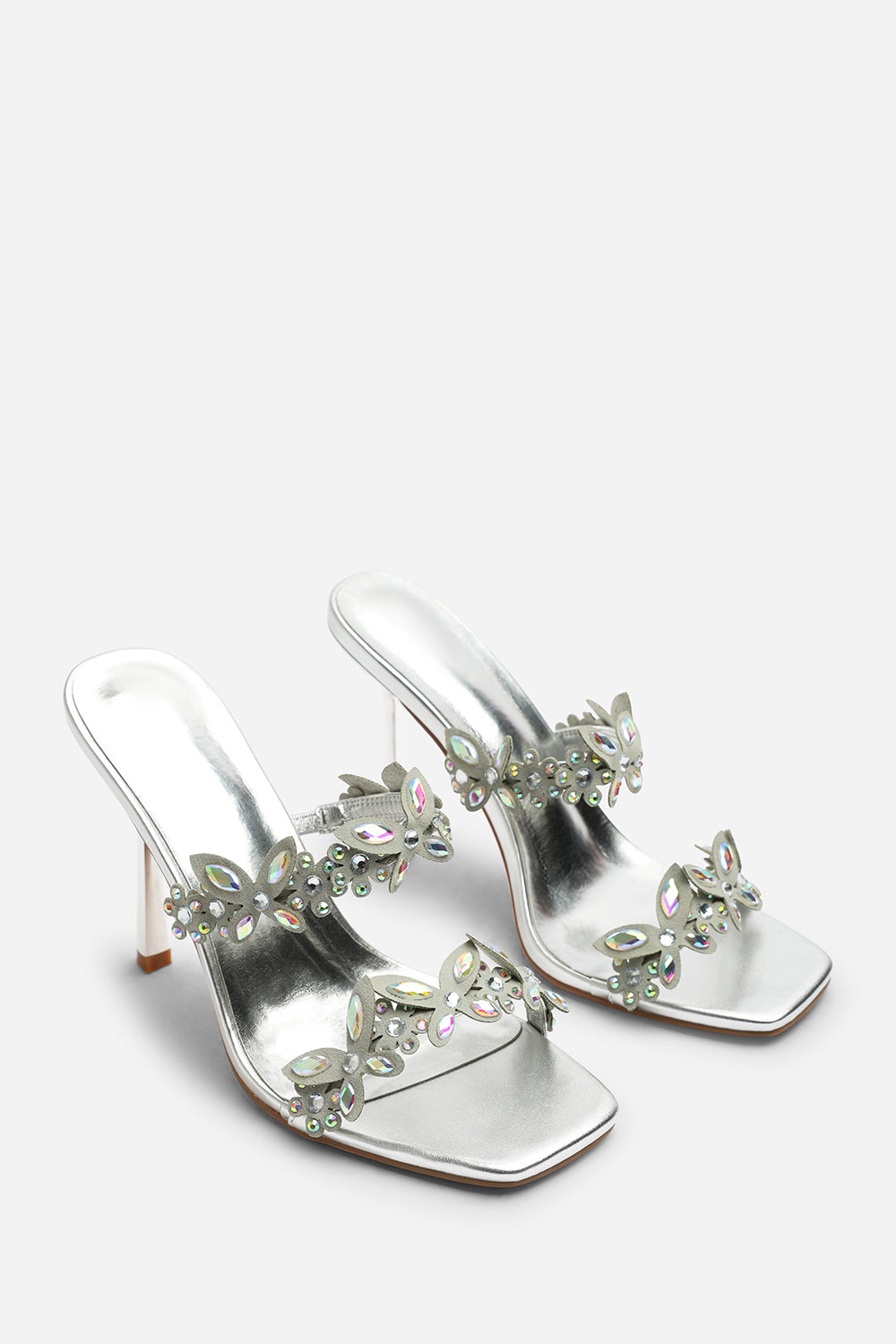 Dazira Cut Out Flower Trim Detail Heeled Mules
