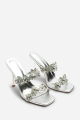 Dazira Cut Out Flower Trim Detail Heeled Mules