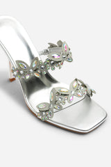 Dazira Cut Out Flower Trim Detail Heeled Mules