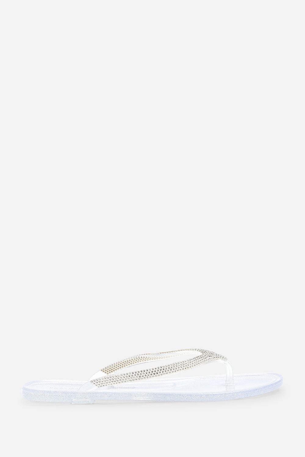 Giuliana Clear Glitter Toe Post Flip Flops