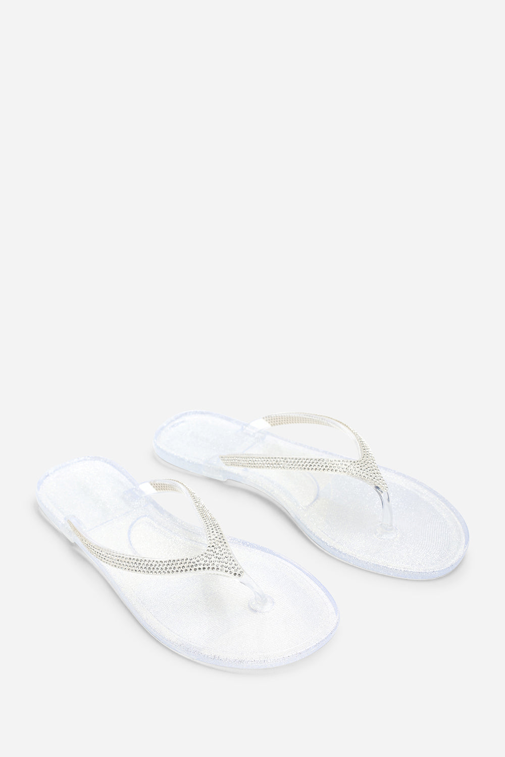 Giuliana Clear Glitter Toe Post Flip Flops