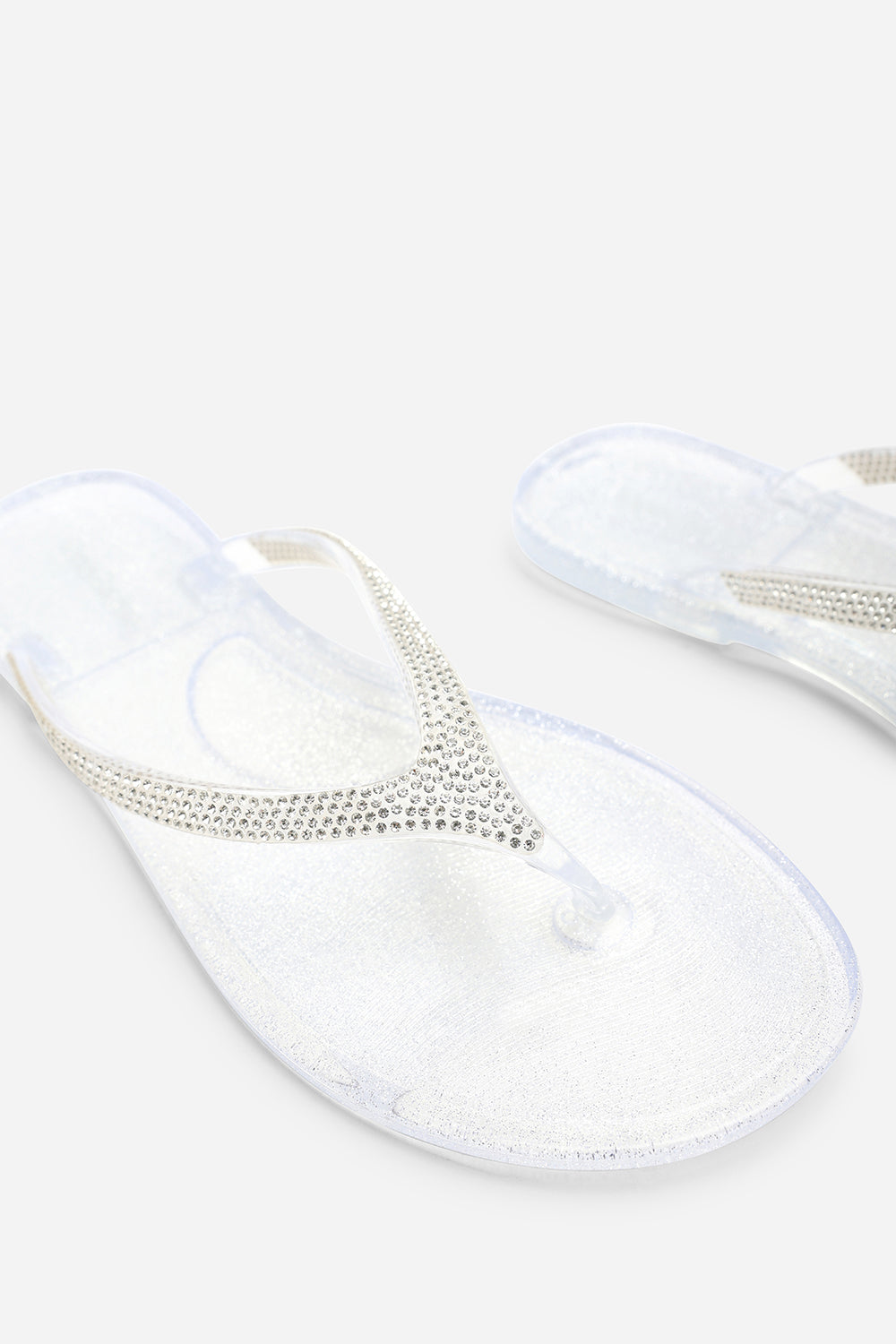 Giuliana Clear Glitter Toe Post Flip Flops