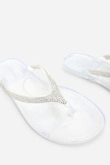 Giuliana Clear Glitter Toe Post Flip Flops