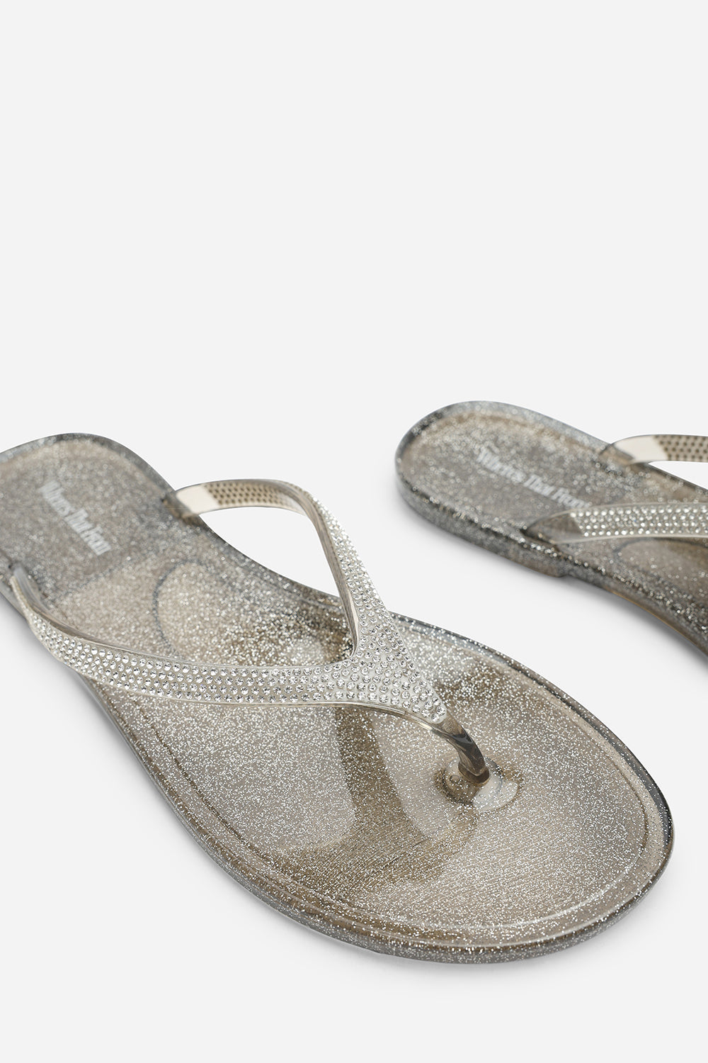 Giuliana Smoke Glitter Toe Post Flip Flops