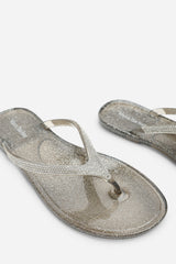 Giuliana Smoke Glitter Toe Post Flip Flops