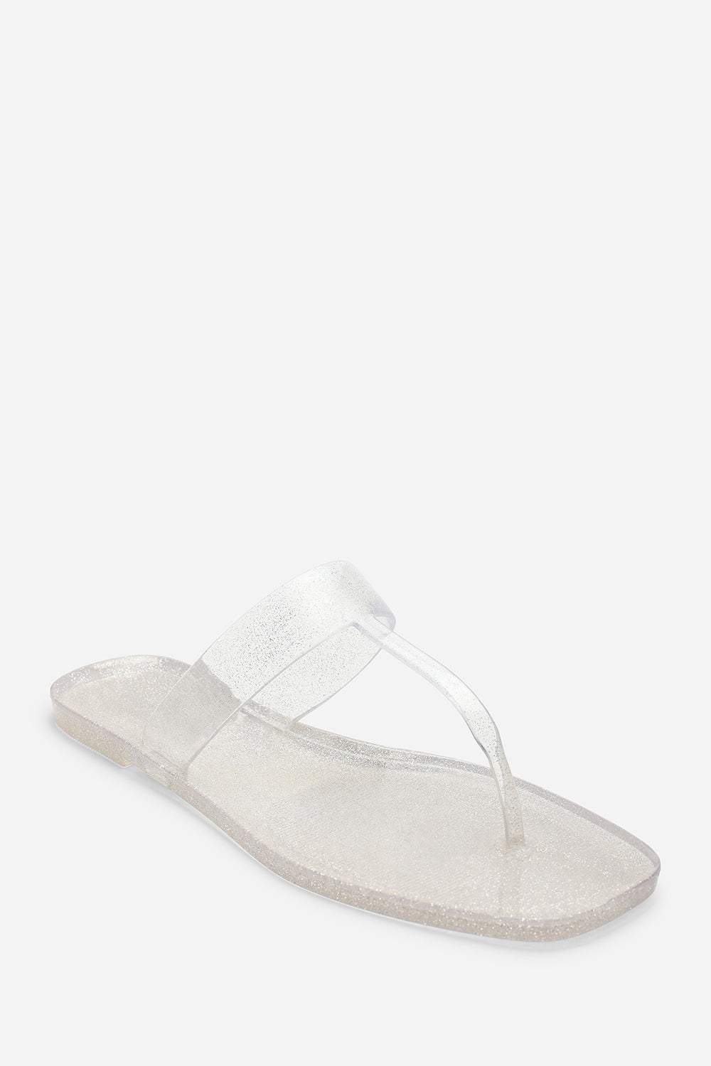 Rosalyn Clear Glitter Thong Flip Flop Sandals