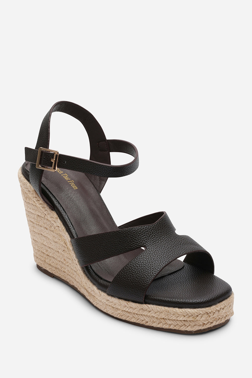 Sansa Double Strap Dark Brown Espadrille Wedge