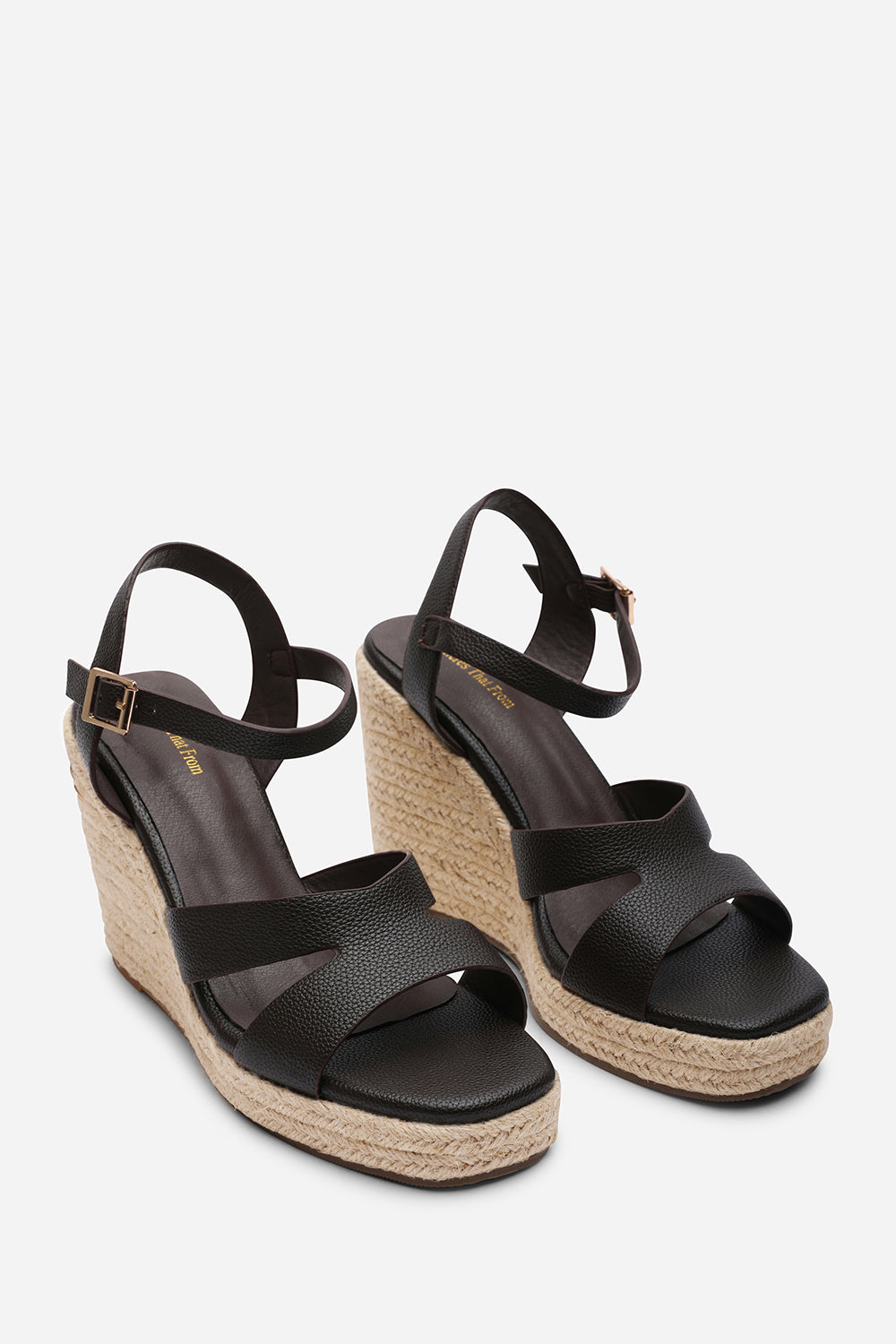 Sansa Double Strap Dark Brown Espadrille Wedge
