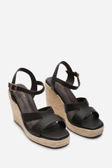 Sansa Double Strap Dark Brown Espadrille Wedge