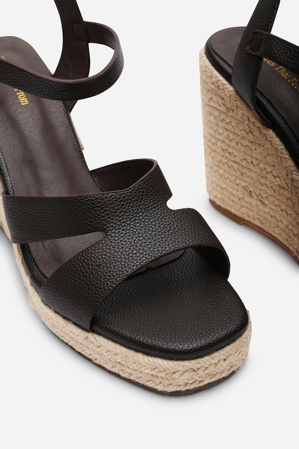 Sansa Double Strap Dark Brown Espadrille Wedge