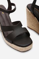Sansa Double Strap Dark Brown Espadrille Wedge