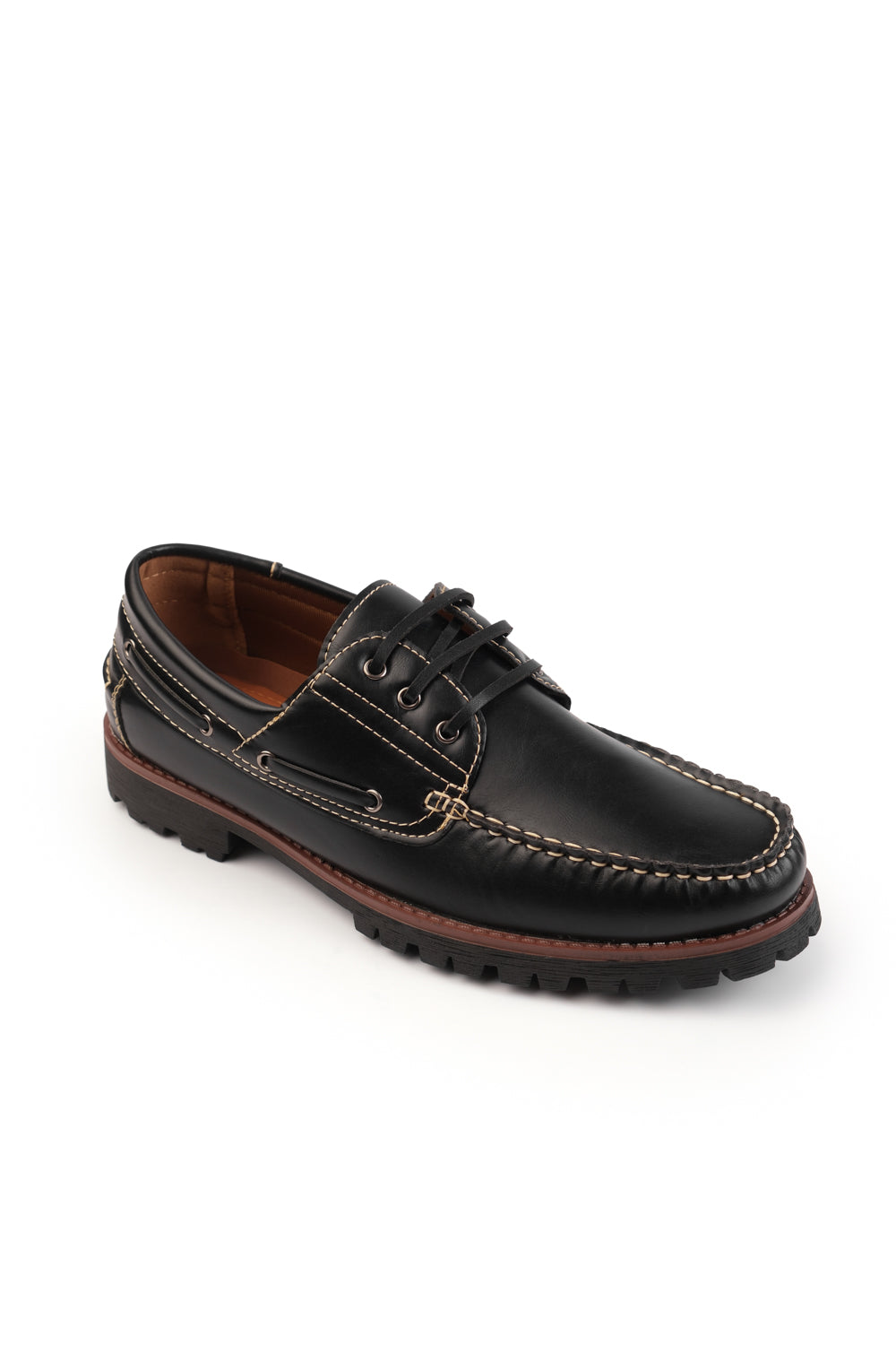 ISAAC CHUNKY BOAT SHOES IN BLACK