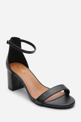 Beacon Ankle Strap Block Heel Black Sandals