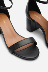 Beacon Ankle Strap Block Heel Black Sandals