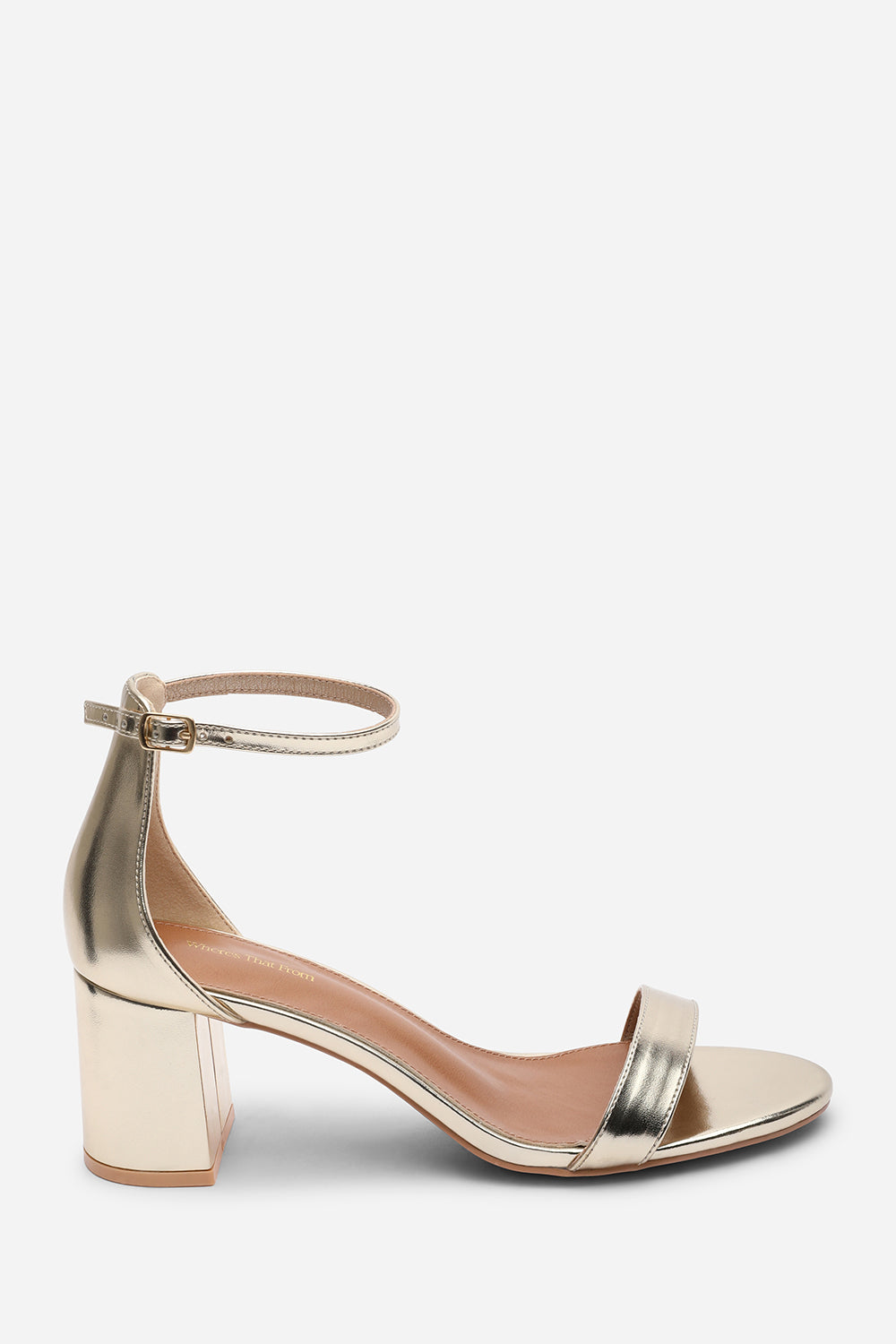 Beacon Ankle Strap Block Heel Gold Metallic Sandals