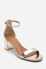 Beacon Ankle Strap Block Heel Gold Metallic Sandals