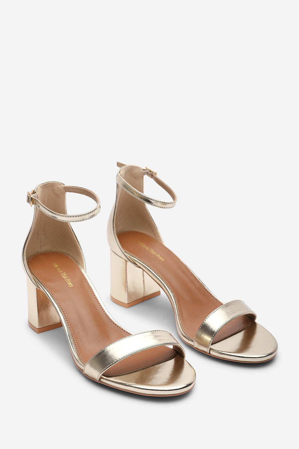 Beacon Ankle Strap Block Heel Gold Metallic Sandals