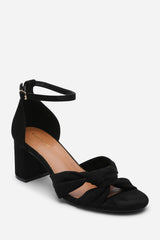 Avelia Black Strappy Block Heel Sandal