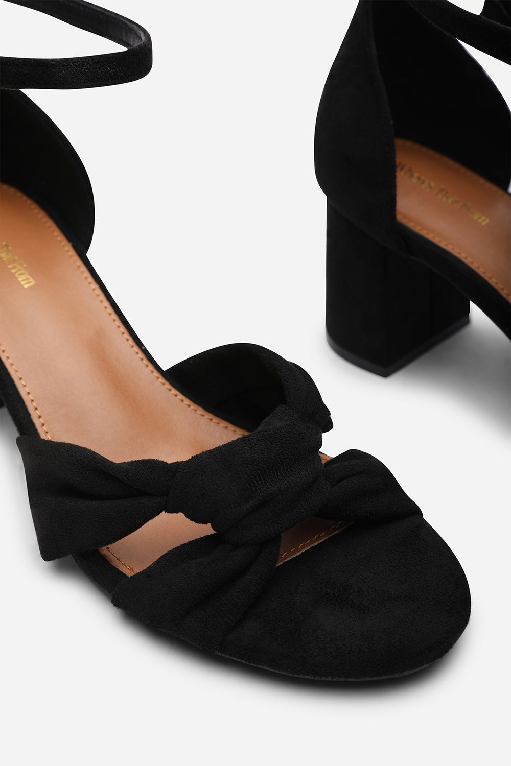 Avelia Black Strappy Block Heel Sandal