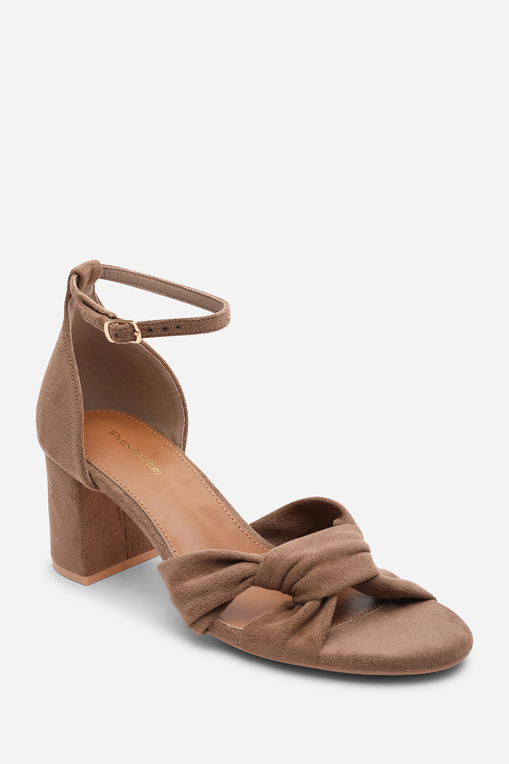 Avelia Camel Strappy Block Heel Sandal