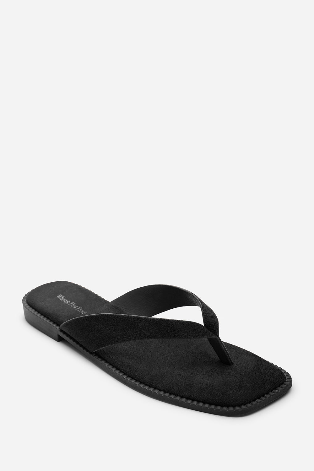 Lirena Square Toe Black Suede Flip Flop Sandal