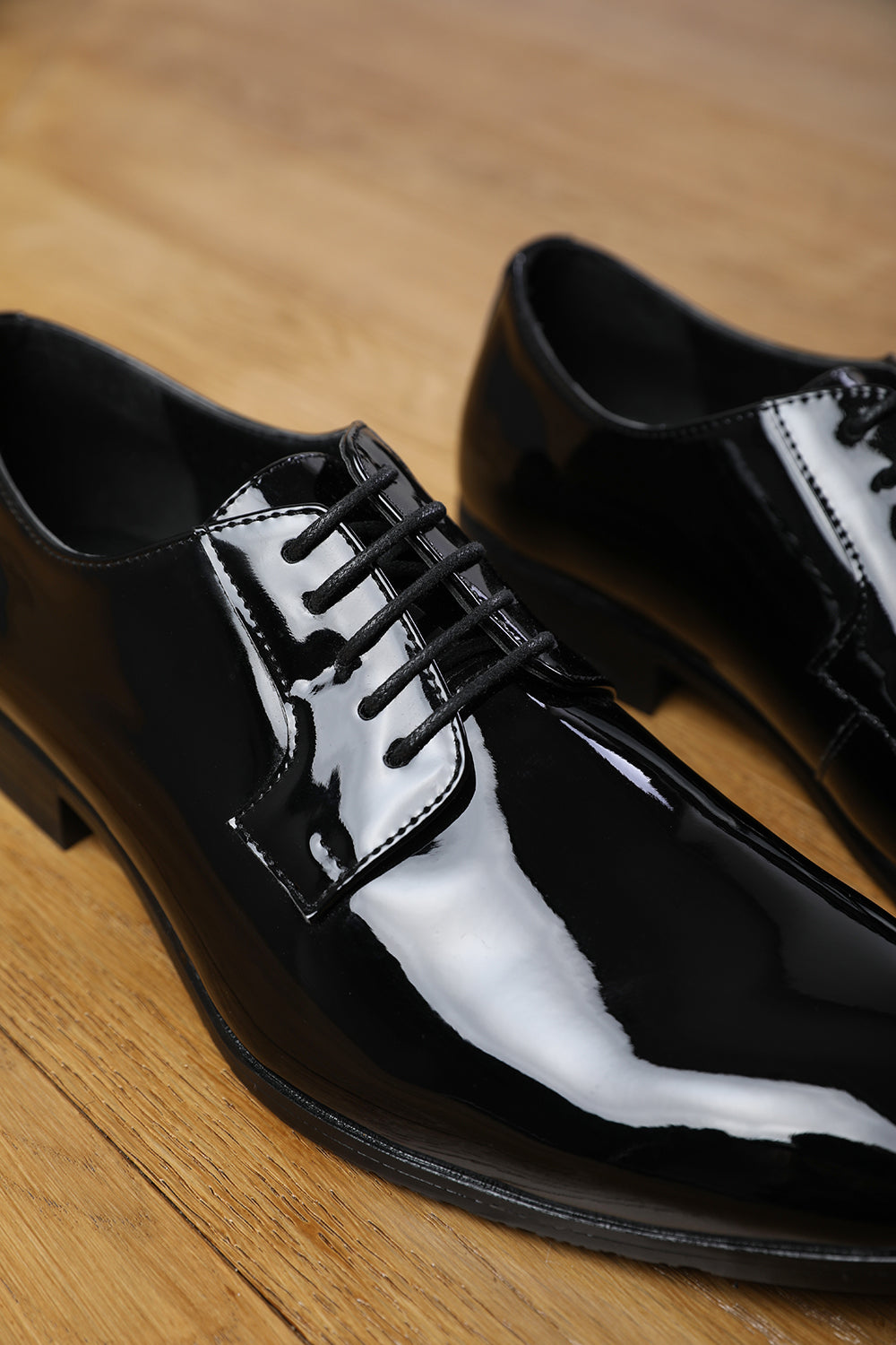 DAVID LACE UP DERBY FORMAL DRESS WORK SHOES IN BLACK PATENT