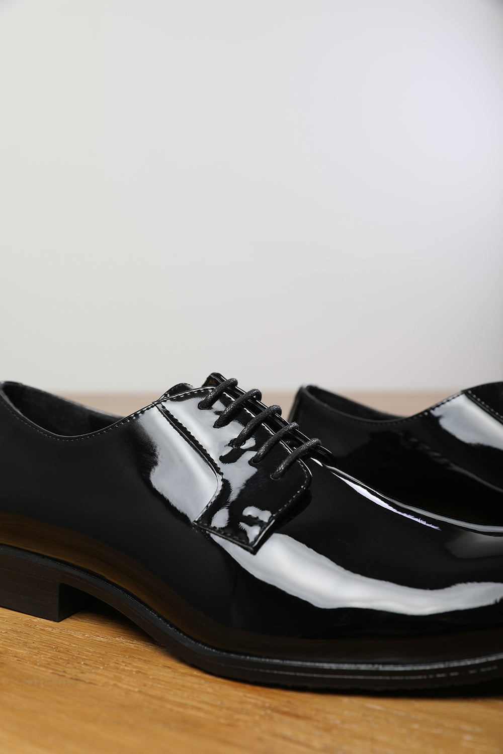 DAVID LACE UP DERBY FORMAL DRESS WORK SHOES IN BLACK PATENT