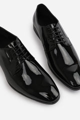 DAVID LACE UP DERBY FORMAL DRESS WORK SHOES IN BLACK PATENT
